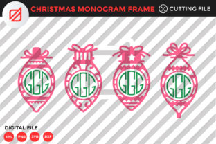 Christmas Decoration Monogram Frame Cutting File Graphics for Crafts