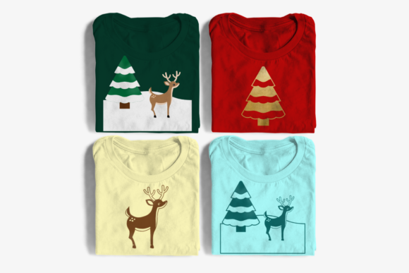 Christmas Deer with Snowy Tree Graphics for Crafts