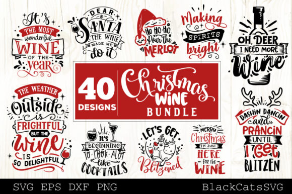 Christmas Wine Bundle Graphics for Holiday Crafts