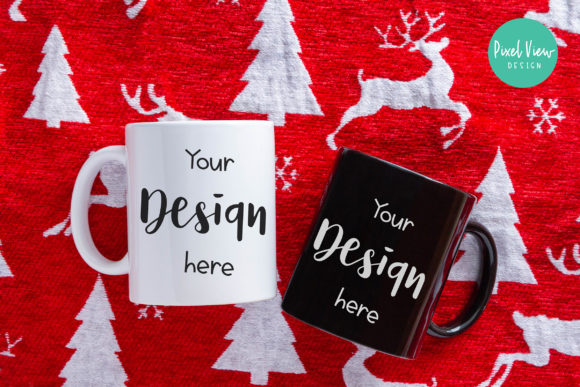 Coffee Mugs Mock-Up Christmas Graphics for Amp