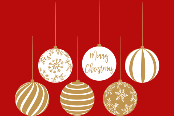 Gold and White Christmas Bulbs Graphics for Crafts