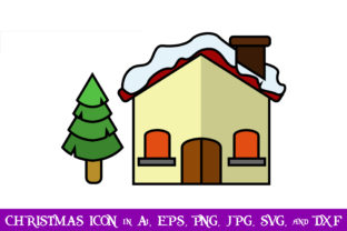 House and Christmas Tree with Snow Icon: Graphics Review