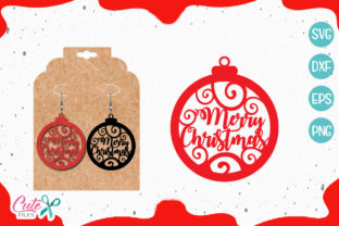 Merry Christmas Earring Template for Crafts and Graphics