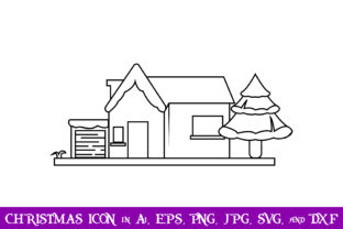 Outline of a House at Christmas Icon Graphics Review