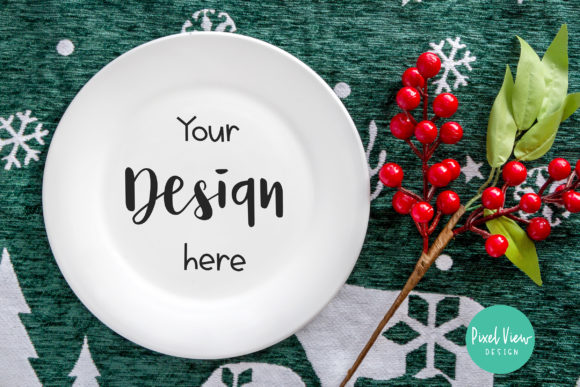 Plate Mock-up Christmas Graphics for Festive Amp