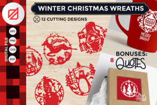 Winter Christmas Wreath Graphics for Crafts & Branding